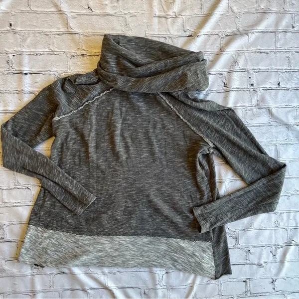 Free People Beach Turtleneck Sweatshirt Grey One Size Womens Loose Oversized - Image 12