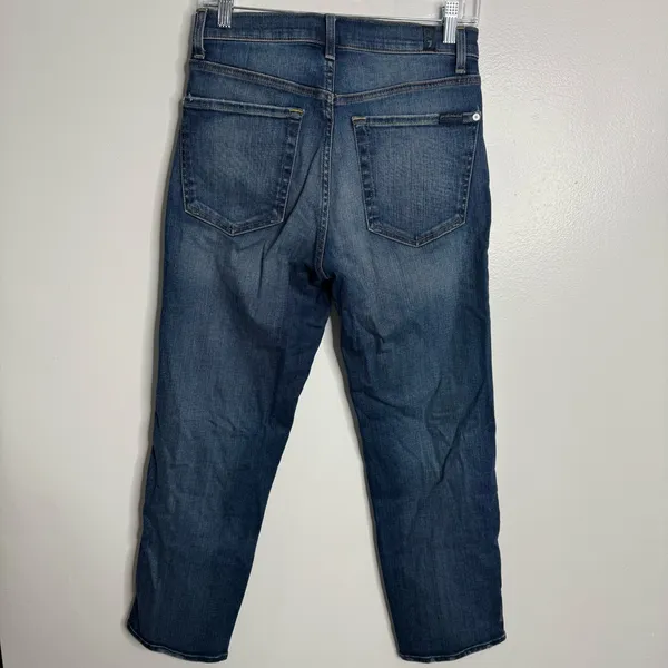7 For All Mankind High Waist Cropped Straight Jeans Authentic Light Size 27‎ - Image 5
