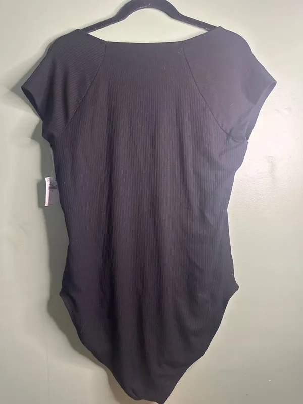 Old Navy NWT Black Ruched Front Bodysuit Women's Size XL Short Sleeve Stretch - Image 5