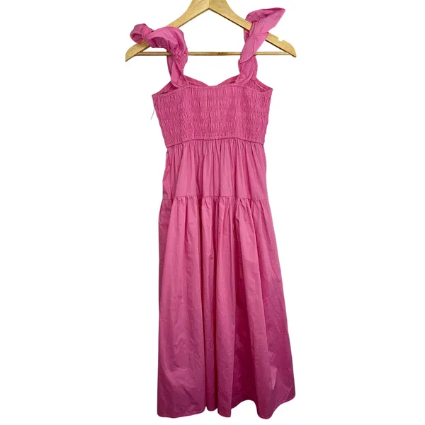 Abercrombie & Fitch Pink Ruffle Sleeveless Smocked Tiered Maxi Dress Womens Sz S - Image 2