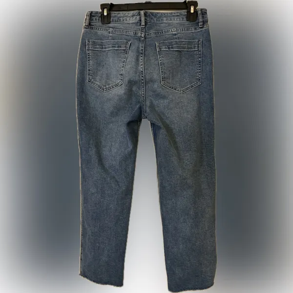 We The Free -Free People Crop Straight Leg Jeans 28 Medium Wash Raw Hem Classic - Image 3