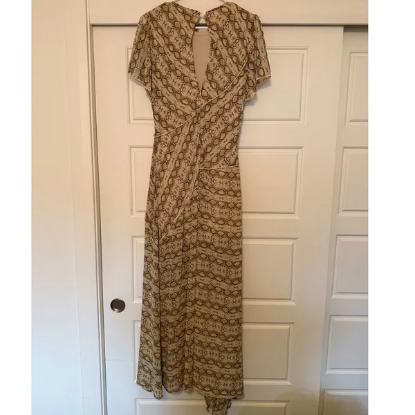 Bohme sz L Baevely AnimalPrint Ruffle Tiered Slit Maxi Dress Exotic Wild Evening - Image 7