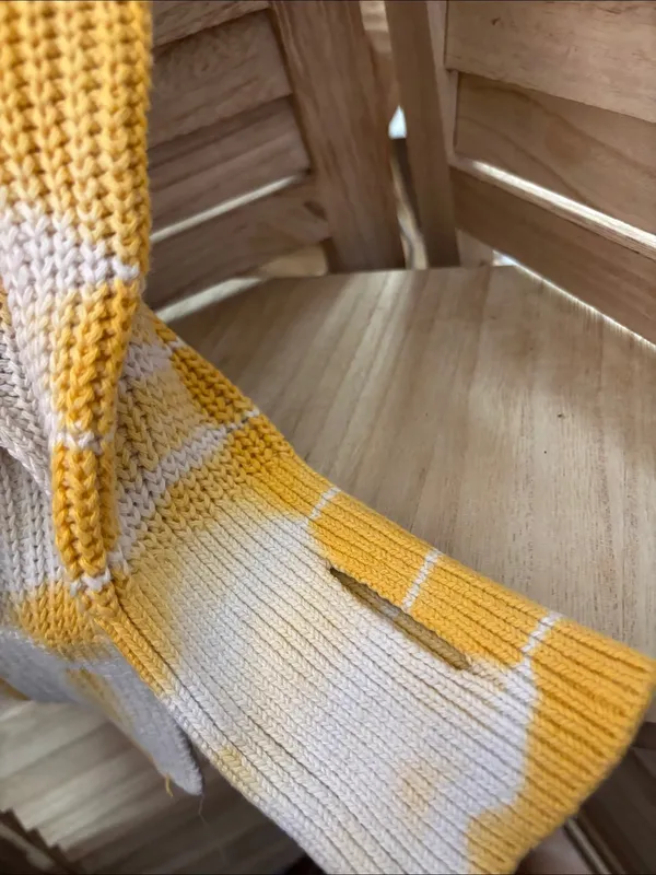 Time and Tru Yellow and Cream Crewneck Knit Sweater XL - Image 2