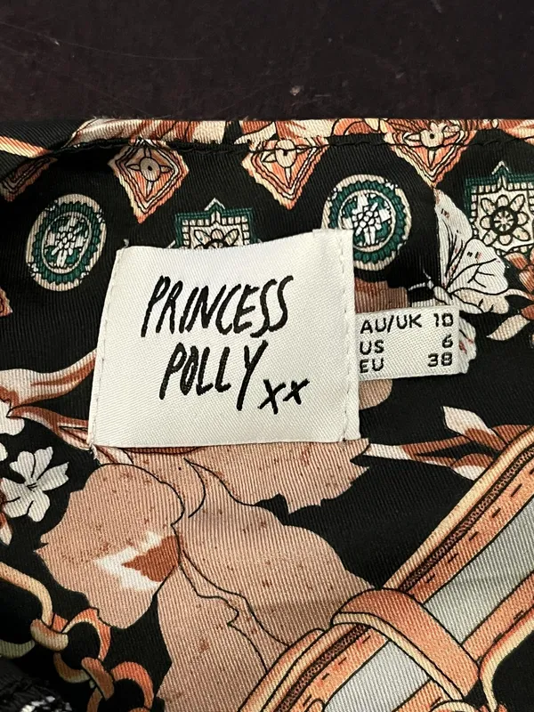 Princess Polly Dress Womens 6 Black Floral Chain Square Neck Slip Mini Party - Image 8