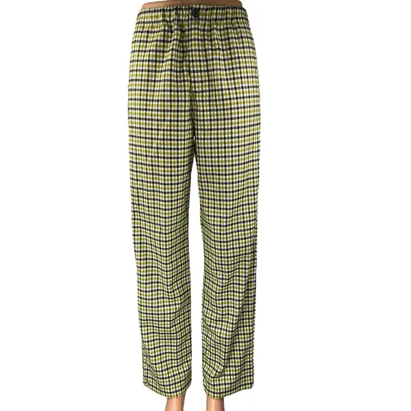Brandy Melville Green Multicolor Checkered Straight High Waist Trousers Pants S - Image 2