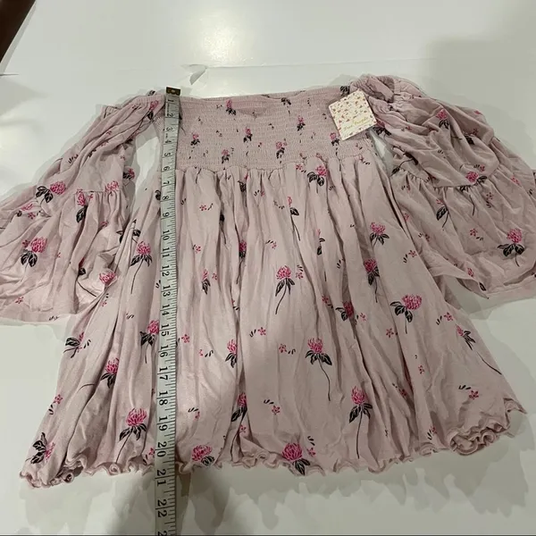 Free People Lana Off The Shoulder Floral Top in Cloud Berry Combo‎ Size S - Image 11