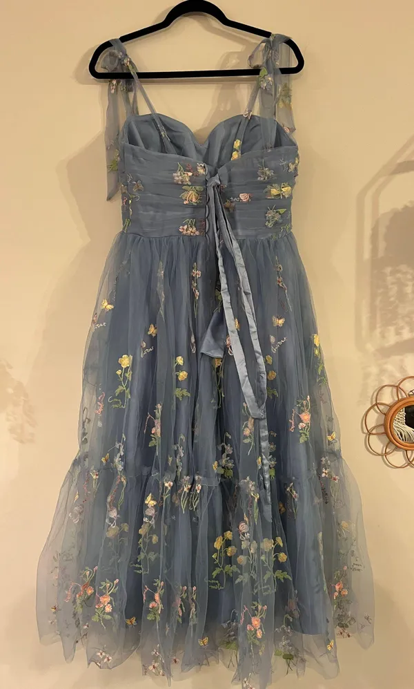 Blue Floral Prom / Formal Dress - Image 3