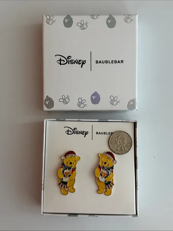 BaubleBar Disney nwt Winnie the Pooh Holiday Enamel Earrings - Christmas - Image 3