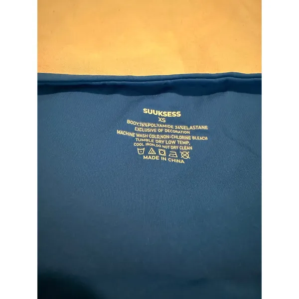 SUUKSESS Royal Blue Open Back Cap Sleeve Top XS Boat Neck Stretchy Bodycon - Image 6