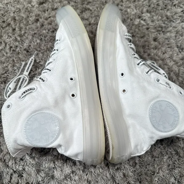White Converse High Tops with Clear Sole Size 8/10 - Image 5