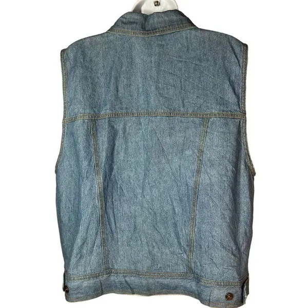 Vintage Saint Germain Paris Flower Print Denim Vest Size Large‎ - Image 6
