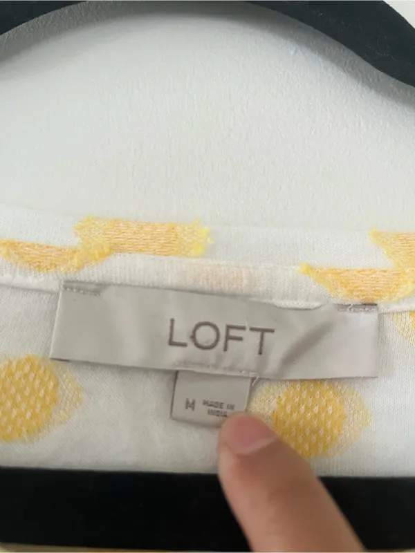 Loft Yellow Polka Dot Peplum Blouse Medium Brunch Spring Feminine Office Career - Image 2