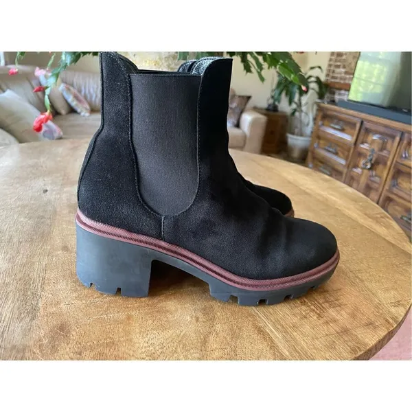 Antonio De Faria Suede Leather Chelsea Boots Platform Lug Sole Black Womens 6.5 - Image 2