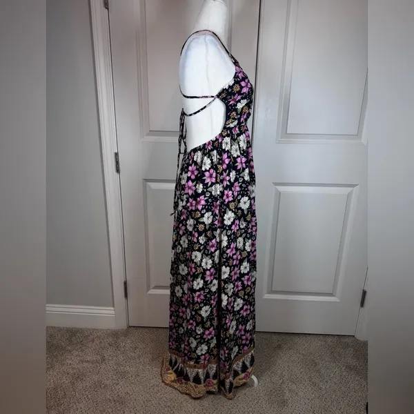 Lulus Floral Maxi Dress Open Back Boho Resort Vacation Wedding Guest NWT M - Image 3