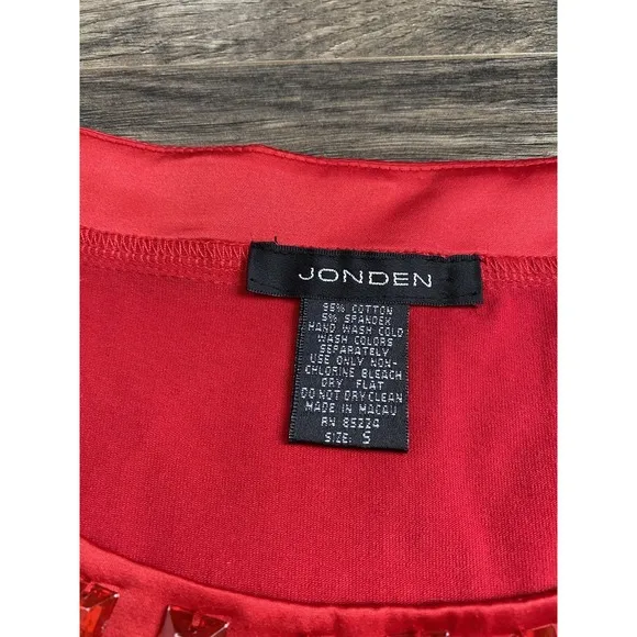 Womens‎ Jonden Short Sleeve Jewel Neck Satin Bottom Short Sleeve Red Size S - Image 3