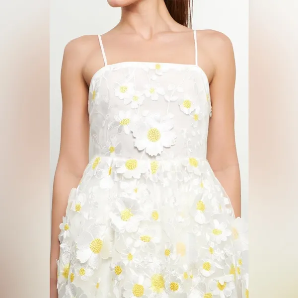 Endless Rose Floral Embroidered Mini Dress in White Size Medium - Image 4
