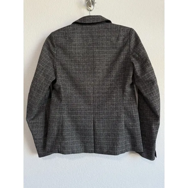 Abercrombie & Fitch Womens 0 Windowpane Single Button Blazer Gray‎ Plaid Stretch - Image 2