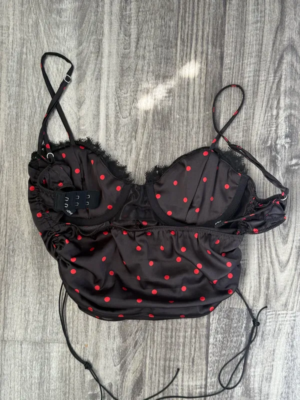 for love & lemons red and black polka dot corset - Image 4