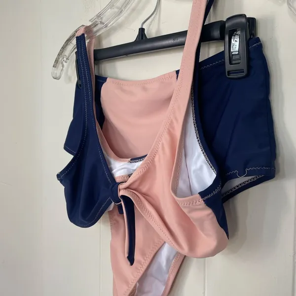 Cupshe Pink And Navy High Waisted Bikini Swimsuit ~ Women’s Size M - Image 3