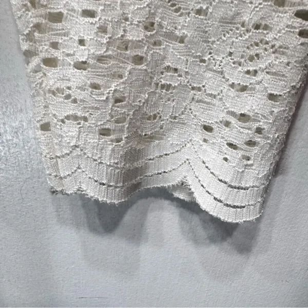 Y2K 90s Ivory Lace Mock Neck Ruffle Top Victorian Boho Vintage Arizona Jeans XXL - Image 4