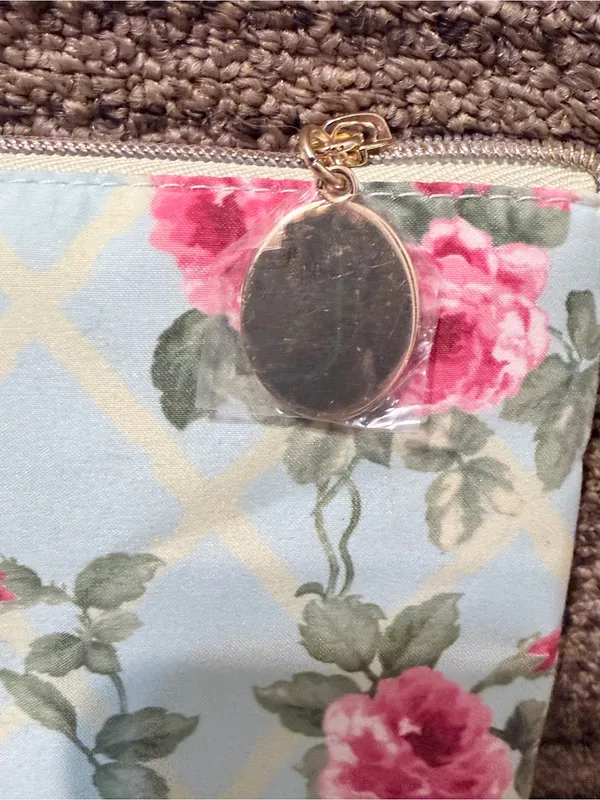 Estée Lauder Floral Cosmetic Pouch in Light Blue and Pink Rose Print - Image 4