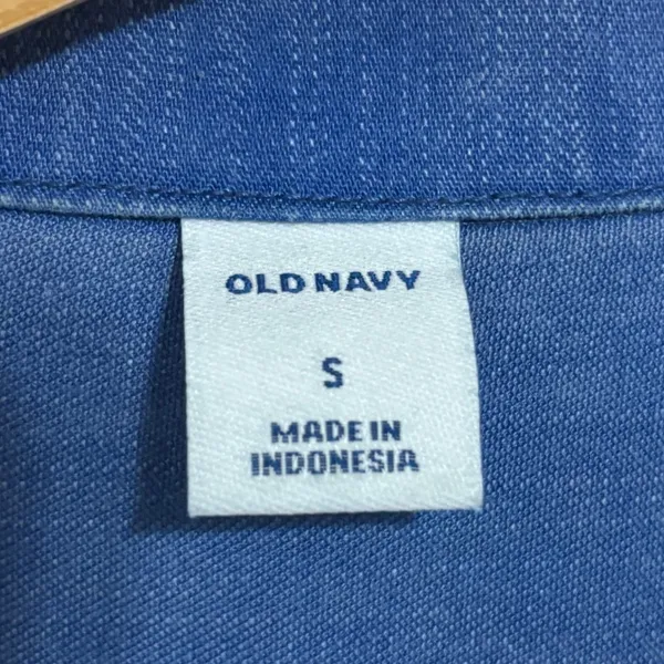 Old Navy Shirt Dress Blue Fortune Tencel Lyocell Utility Tie Waist Work CasualS - Image 7