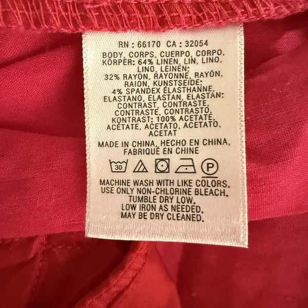 Anthropologie Cartonnier Linen Crop Wide Leg Pants Small Pink Mid Rise Pull On - Image 7