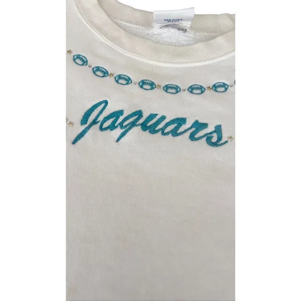 Vintage 90s Jacksonville Jaguars embroidered Logo Sweatshirt Large Made In USA - Image 2