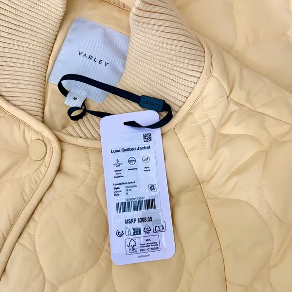 NWT!! VARLEY Luca Quilted Jacket Solid Reed Yellow Bomber Snaps Solid Medium - Image 13