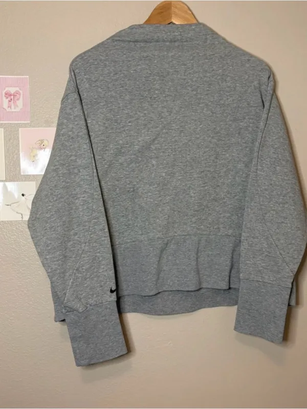Nike women gray mockneck sweatshirt oversized cotton fall casual preppy XL - Image 3