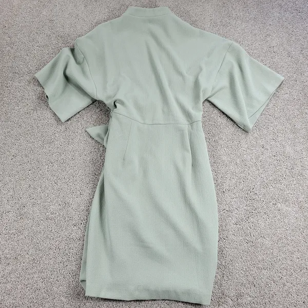 ASOS Womens Dress 4 Mint Green Textured Wrap V Neck Plunge Kimono Tie Waist - Image 2