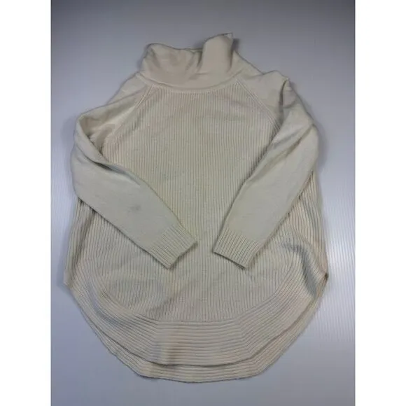 Athleta‎ Cream Ribbed Turtleneck Sweater Curved Hem Cozy Knit Medium M - Image 7