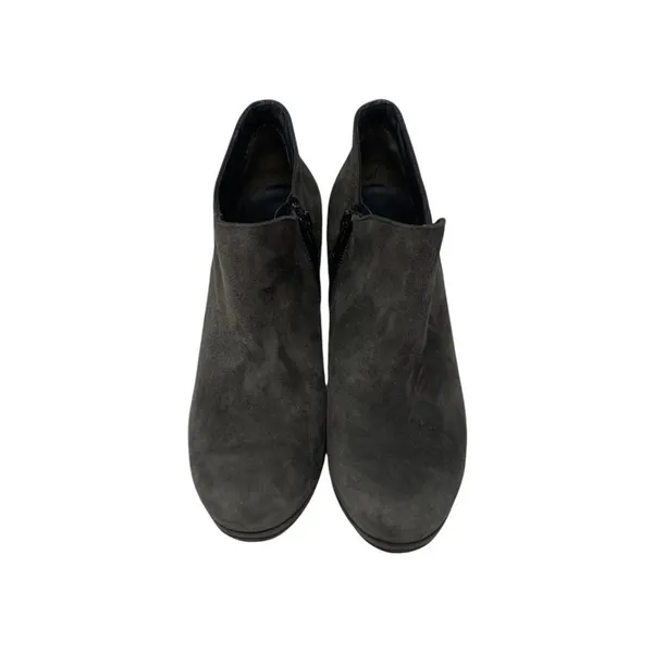 Paul‎ Green Jazzy Suede Ankle Booties Heeled Charcoal Grey Side Zip Size 5.5 - Image 2