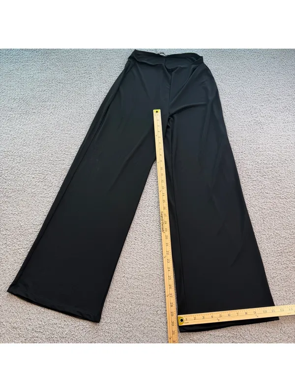 Zara Women's Black High Rise Wide Leg Stretch Pull-On Palazzo Pants Medium M - Image 4
