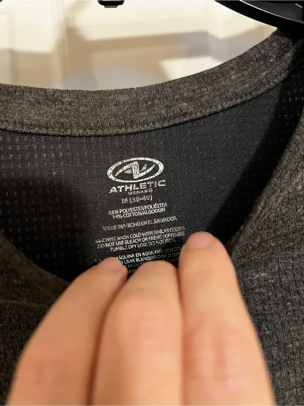 Athletic Works Charcoal Heather Long-Sleeve Crew Performance Top - Image 3