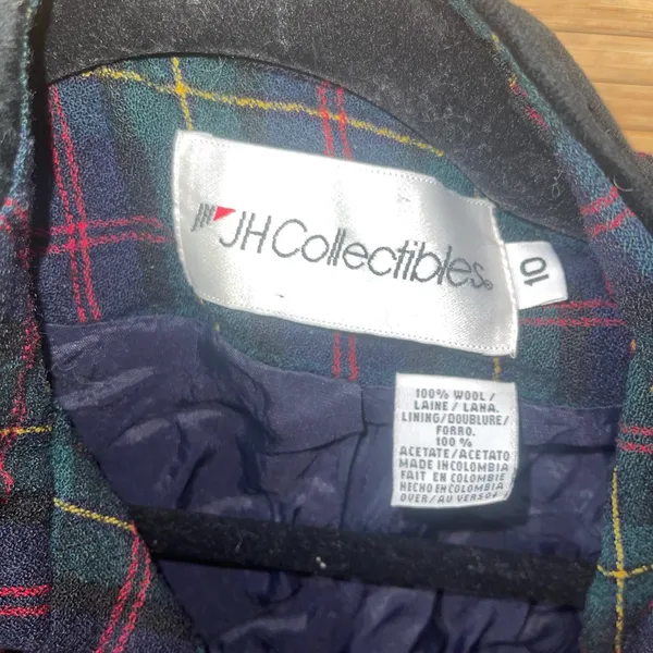 Vintage JH Collectibles military-style double-breasted wool blue plaid jacket 10 - Image 6