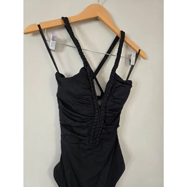 Soluna Lake Side Tie Back Swimsuit Large One-Piece in‎ Black Braided Detail NEW - Image 7