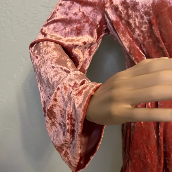 Betsey Johnson dark Pink Velvet Robe with Ruffled Collar - Image 5
