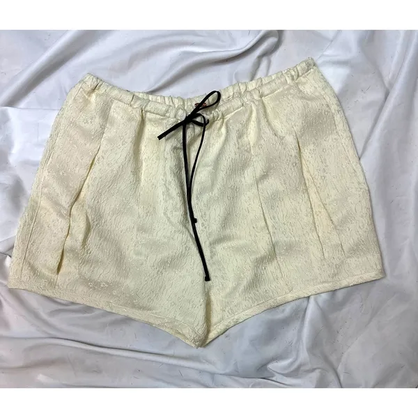 Free People Pearl Satin Shorts Drawstring Waist Tofu L - Image 8