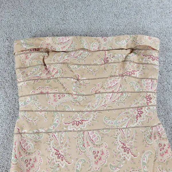 Kay Unger Womens Dress 8 Tan Satin Eyelet Strapless Paisley Print Side Zip Mini - Image 4