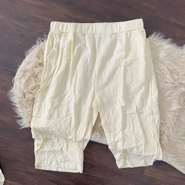 Butter Yellow Cream New Lightweight Capri & Tunic Shirt Matching Set L - Image 3