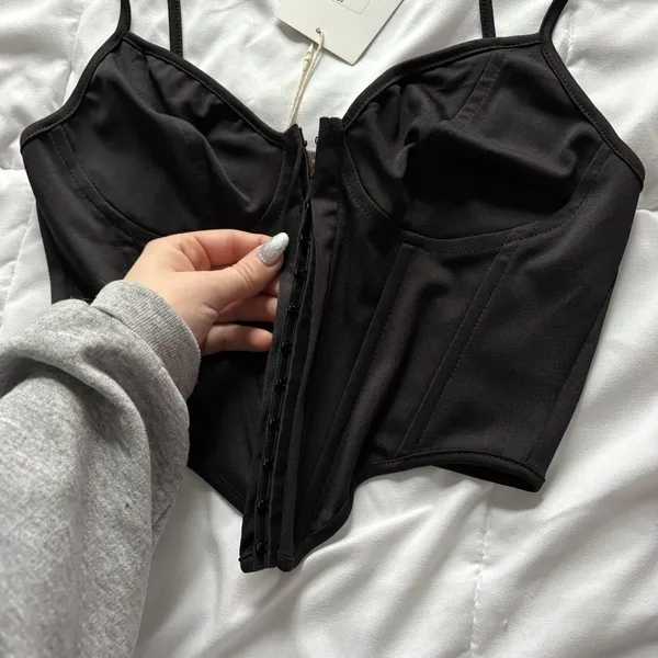 NWT Womens Size Small Black Sexy Bra Bustier Cropped Corset Vampire Coquette Y2K - Image 6