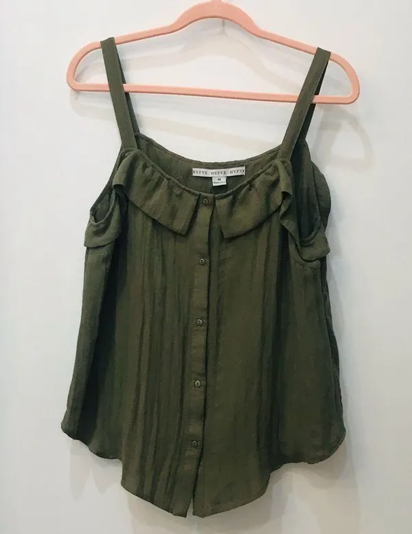 Olive green Hyfve Boutique Boho top sz Med - Image 3