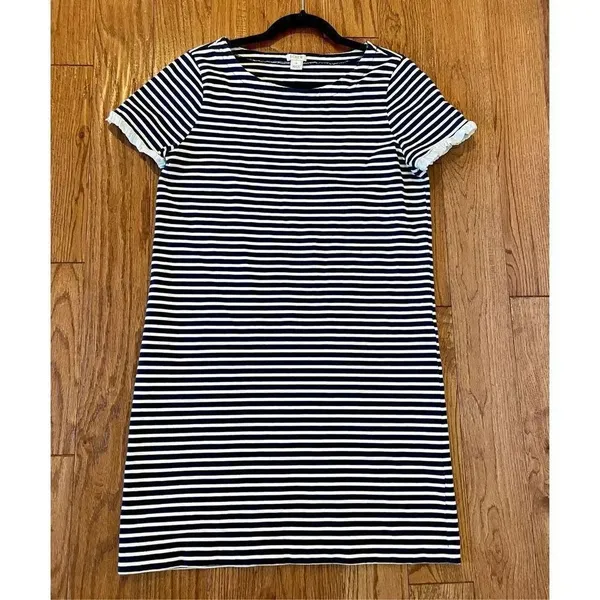 J. Crew striped ruffle sleeve shirt sleeve dress medium - Image 7