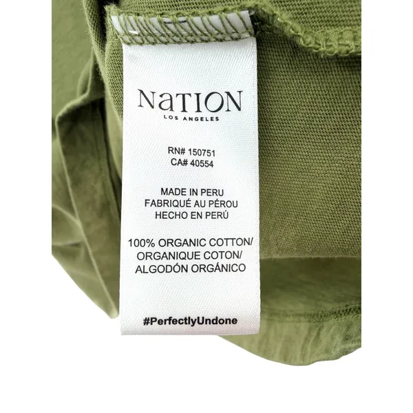 Nation LTD Organic Cotton Puff‎ Sleeve Sandra Boat Neck Top Olive Green Womens L - Image 5