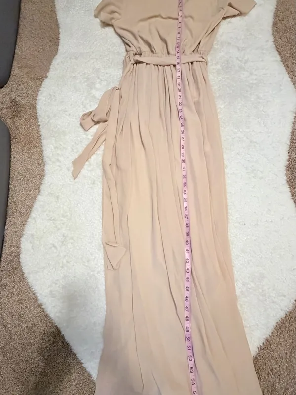 Baltic Born large Beige Wrap Maxi Dress with Waist Tie - Image 8