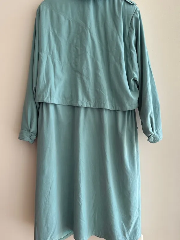 Carina Exclusive Women’s Vintage Turquoise Trench Coat, Size XL - Image 13
