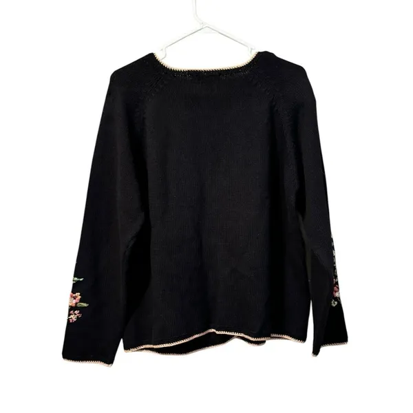 Tiara International‎ Cardigan Sweater Sz L Embroidered Button Floral Sequin 2002 - Image 2