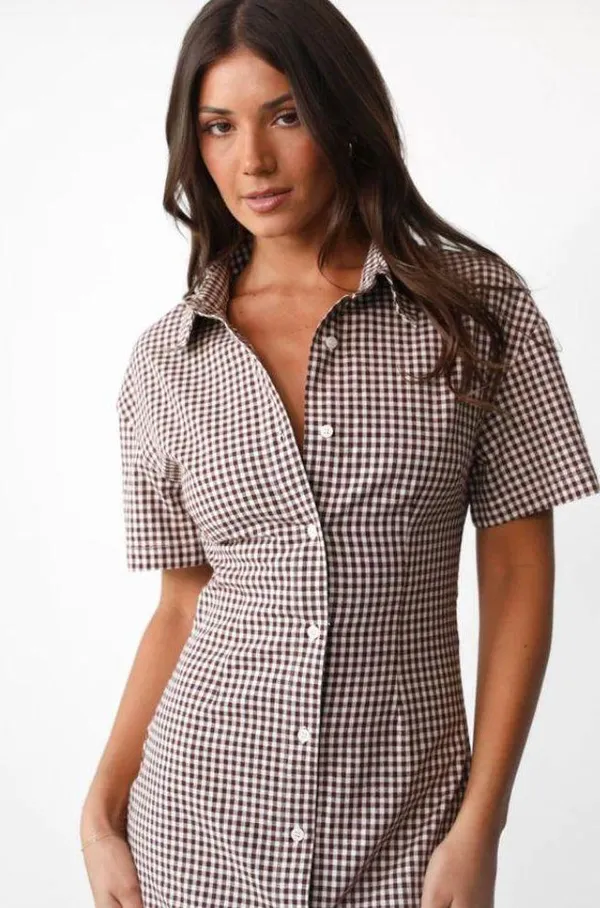 NWT Charcoal Clothing Lua Maxi Dress (Choc Gingham) Size 4 - Image 3
