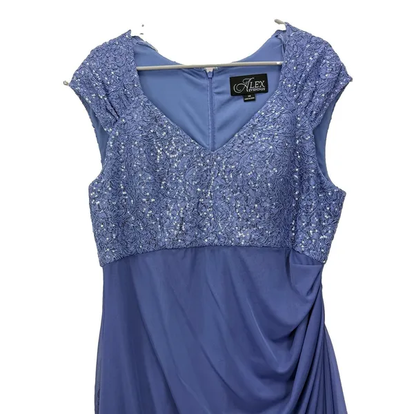 Alex Evenings Blue Long Sequin Mother of Bride Dress Wedding Formal Occasion 14 - Image 7
